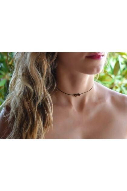 Kadın Kaplangözü Doğal Taş Choker Boyun Kolye