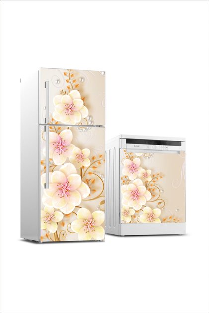 Refrigerator And Dishwasher Cover Covering Floral Self Adhesive Sticker Foil Covering