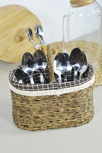 Wicker Spoon Holder Oval 2 Compartments