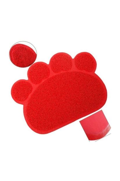 Petbox Cat Litter Kedi Tuvalet Önü Paspası Patili Kırmızı 55*37cm - 1