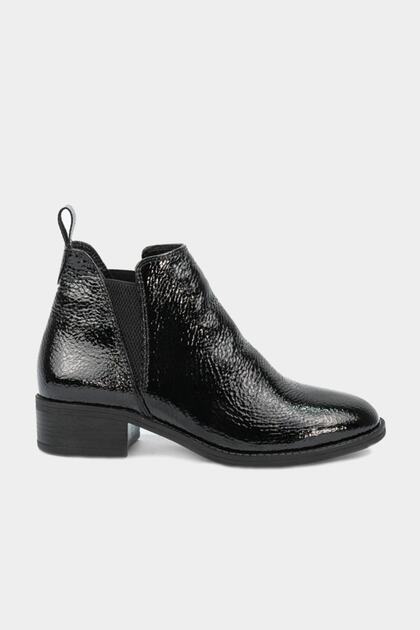 Women's Black Genuine Patent Leather Chelsea Boots
