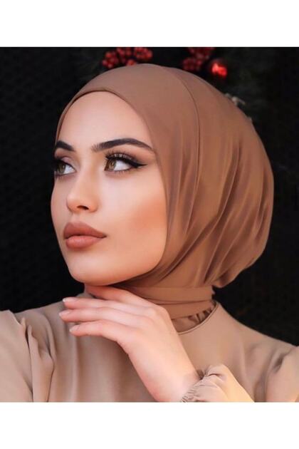 Women's Hijab Black Snap Neck Collar Hijab Bonnet Model Scarf Shawl
