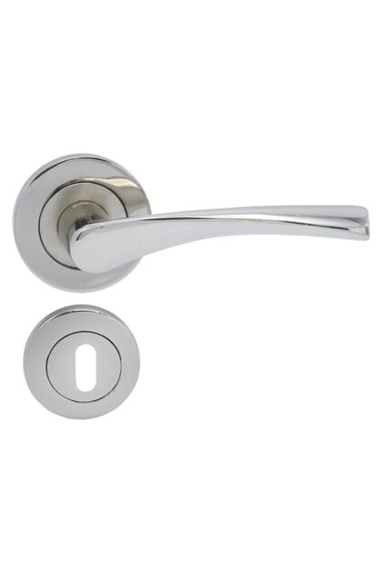 Bravo Nickel Satin Room Door Handle with Rosette (front-back Double Set)
