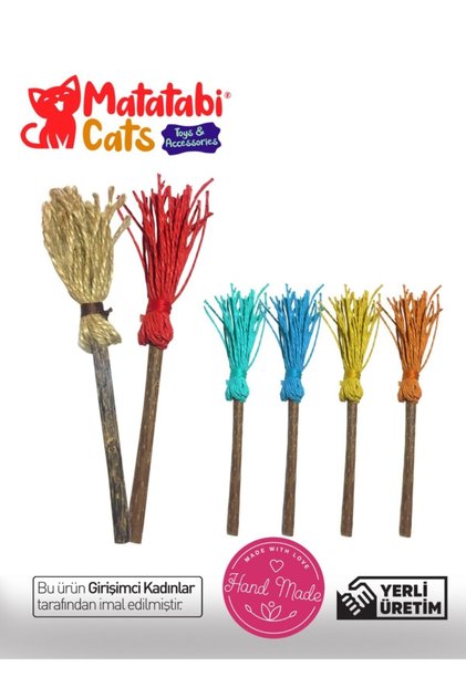 Süpürge Doğal Kedi Çiğneme Çubuğu, Ipli Doğal Kedi Oyuncağı 1 Adet