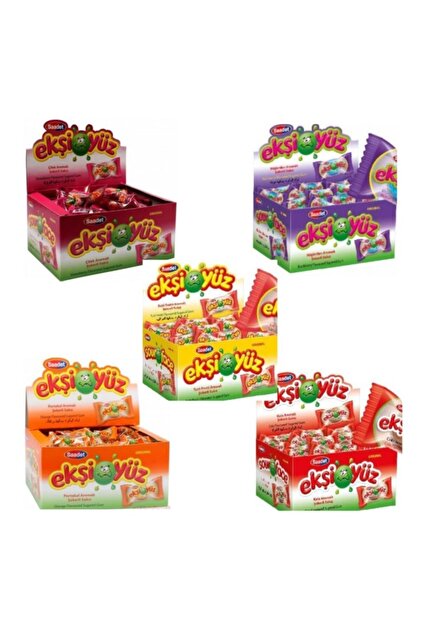 SAADET Ekşiyüz Sakız 100'lü 5 Paket (tutti Frutti Çilek Portakal