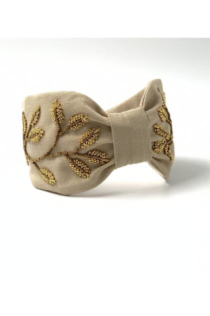 Yapraklıdal Stone and Bead Embroidered Beige Crown Yd02