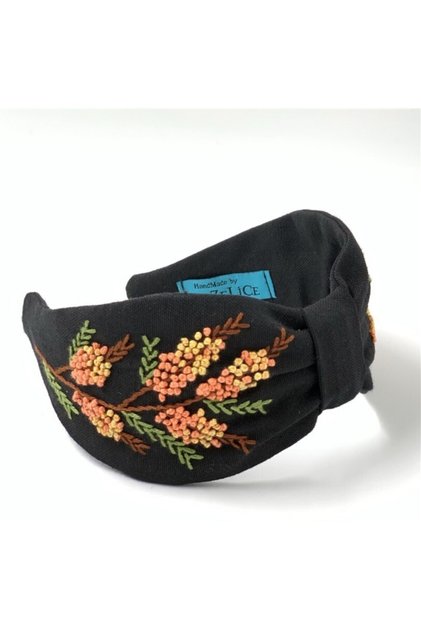 Çanakkale Mimosa Embroidered Black Crown Çm01a