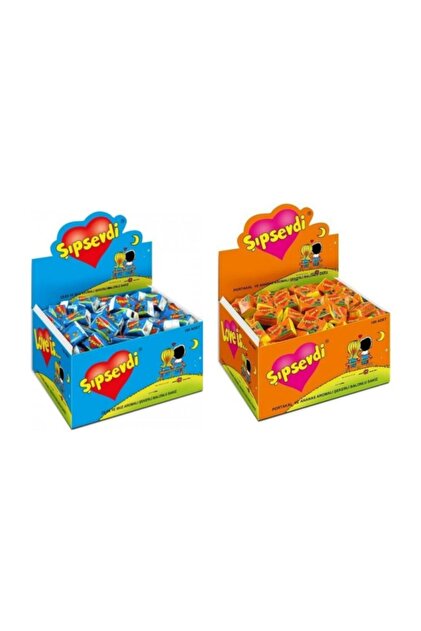 sak商品です。 Şıpsevdi Şipsevdi̇ Sakız 100 Adet Çilek-muz & 100 Adet Portakal