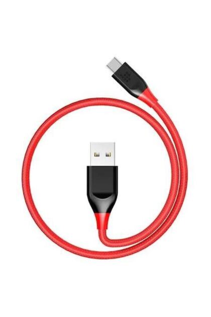 Örgülü USB Type C Kablo Kırmızı (100cm)