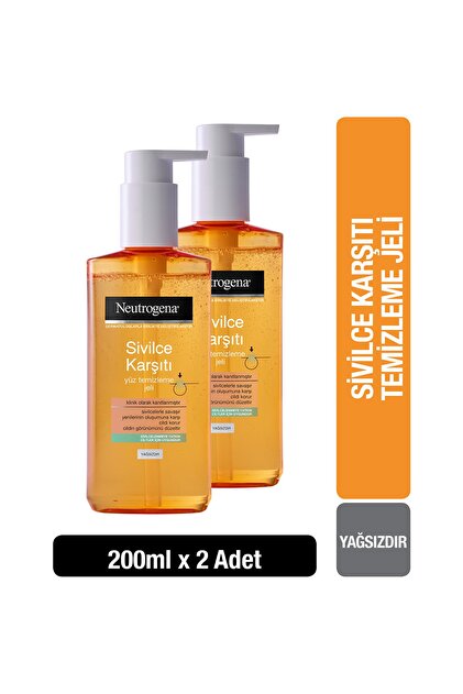 Neutrogena Yüz Temizleme Jeli Sivilce Karşıtı 200 ml x 2 Adet