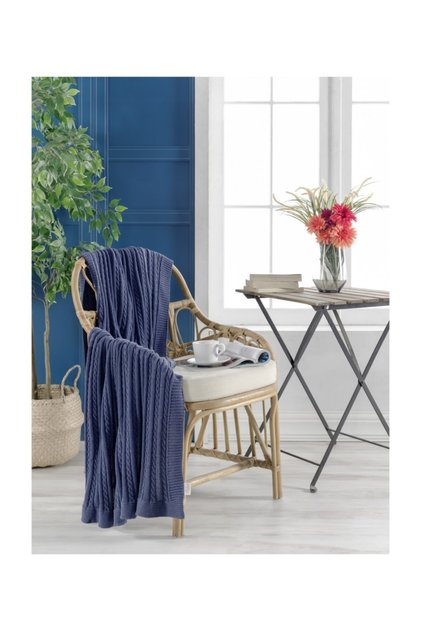 Knitted Sofa Shawl 130 *170 Cm Indigo Tz14017