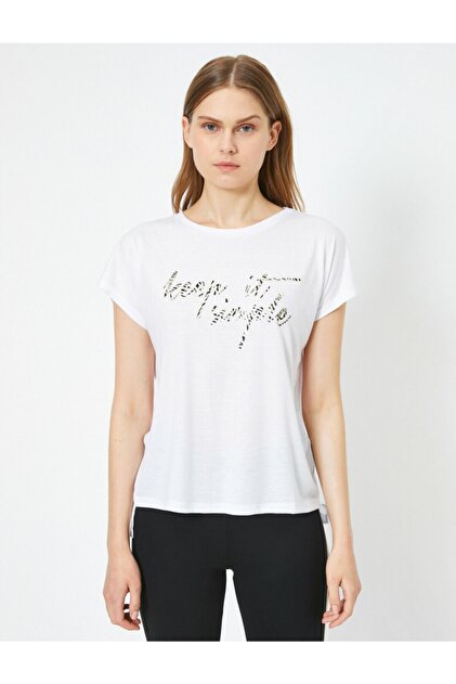 Koton Kadın Beyaz Yazılı Baskılı T-shirt - 3
