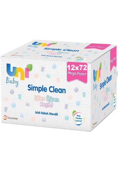 Uni Baby Simple Clean Islak Havlu Mendil 12 X 72 Kapaklı - 1