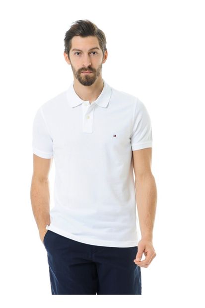 Tommy Hilfiger Erkek Polo Yaka T-shirt Beyaz Regular Fit/mw0mw02299 - 2