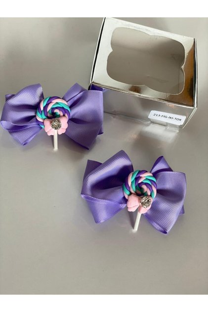 Lilac 2-Piece Mini Lollipop Decorated Girl Child Baby Birthday Gift Collared Buckle