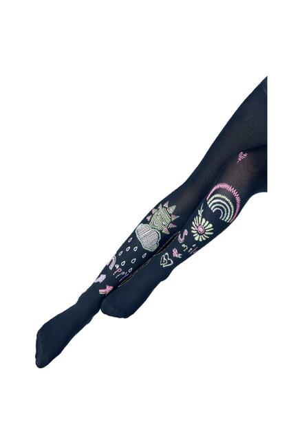 Girl Drawing Pantyhose Navy Blue