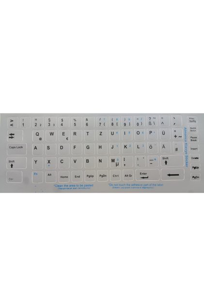 Almanca Gri Klavye Etiketi Çıkartma Harf Sticker Gri