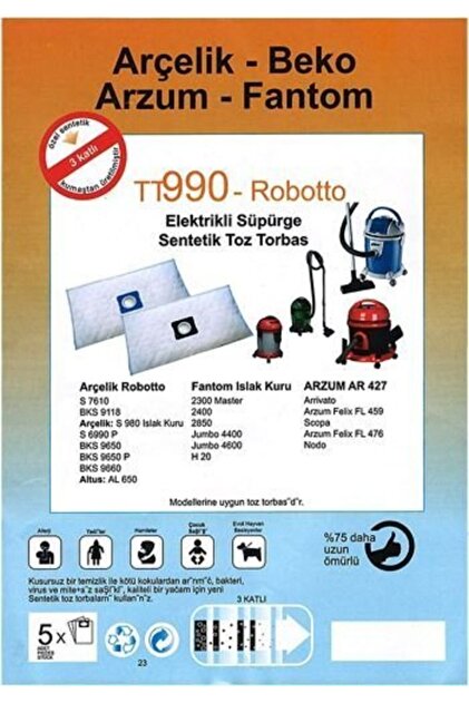 Arzum Ar 427 Arrivato Elektrikli Süpürge Torbası 5 Adet - Fiyatı