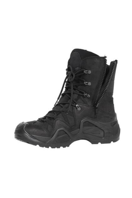 Unisex Black Zippered Military Type Boots