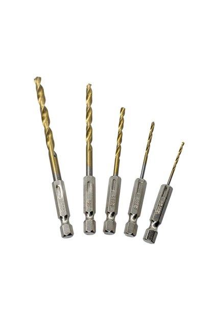 5 Parça 1/4'' Bits Saplı Tin Kaplı Hss Matkap Ucu Seti