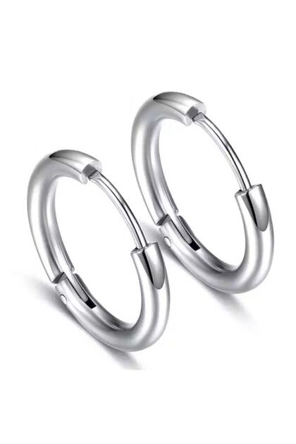 Kadın Erkek Unisex Gümüş Renk 316l Cerrahi Çelik Ince Mini Boy 8mm Halka Küpe