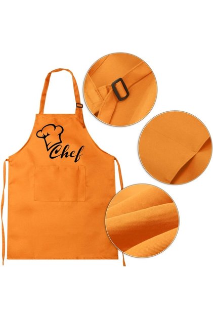 Orange Printed Apron Children's Kitchen Apron, Chef Apron Cook Apron