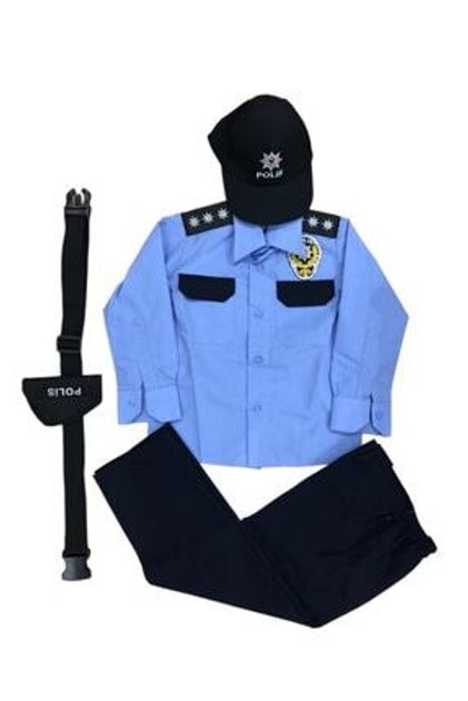 Erkek Çocuk Mavi Asayiş Polis Kıyafeti Alt-Üst Takım