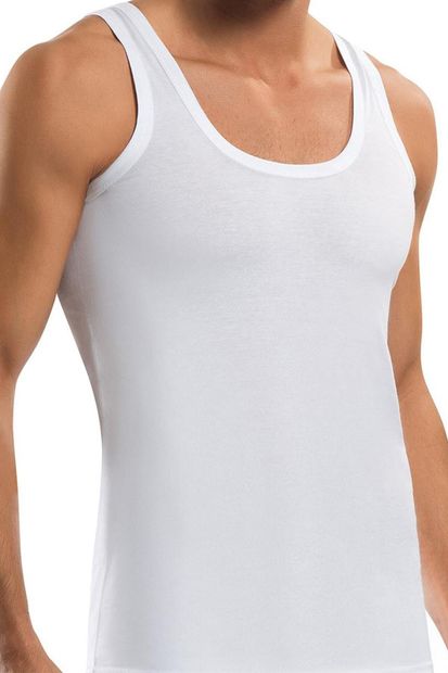 Tuti Underwear Erkek Beyaz Pamuk 6 Adet Klasik Penye Erkek Atlet - 1