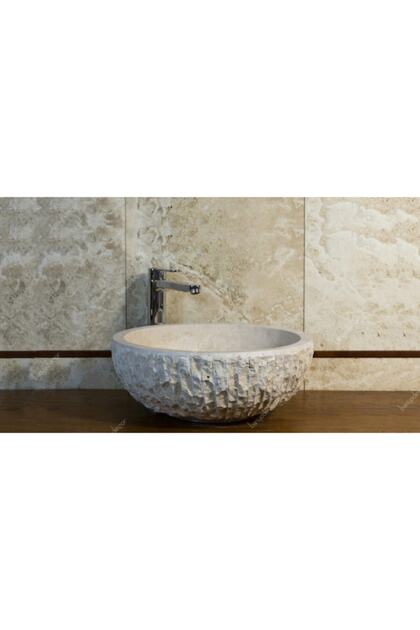 Traverten Çanak Patlatma Mermer Lavabo