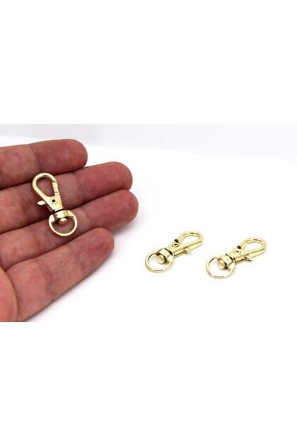 2 Adet - 10x32 Mm Paris Kanca, Gemici Anahtarlığı, Sarı Kaplama