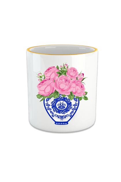 Blue Blanc Pembe Gül Espresso, Double Türk Kahvesi Fincanı - Kulpsuz Bardak