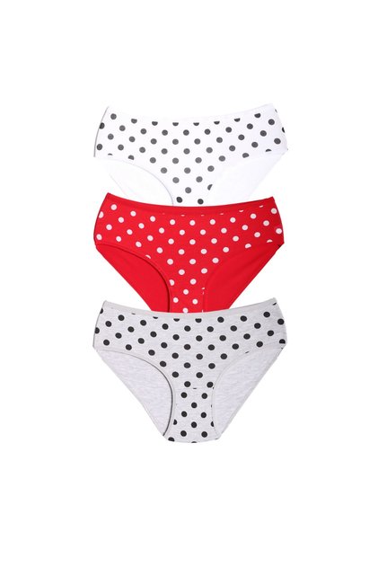Lux Ara Bato Women's Bikini 3 Pack Red-grey-white