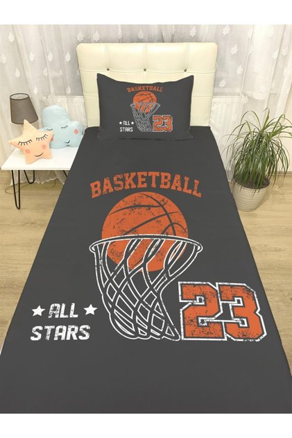 Basket Potası Desenli Yatak Örtüsü Ve Yastık