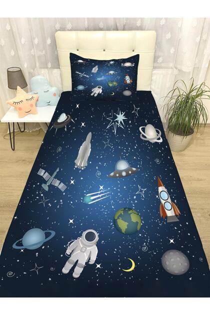 Space Age Patterned Bedspread and Pillow