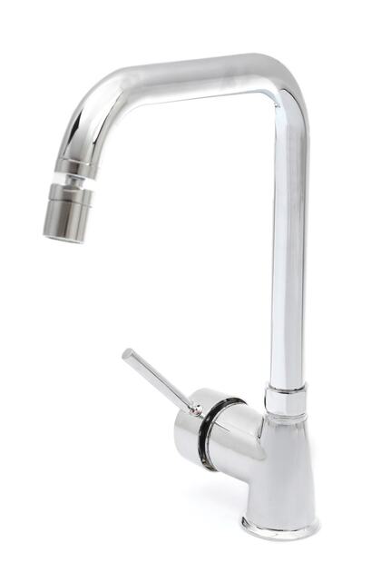 Chrome Pear Corner Pipe Kitchen Sink Faucet with Movable Aerator