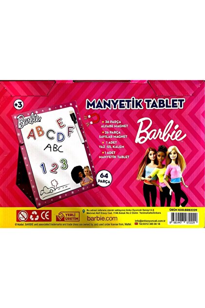 Barbie Manyetik Tablet, Yazı Tahtası, Eğitim Seti, Zeka