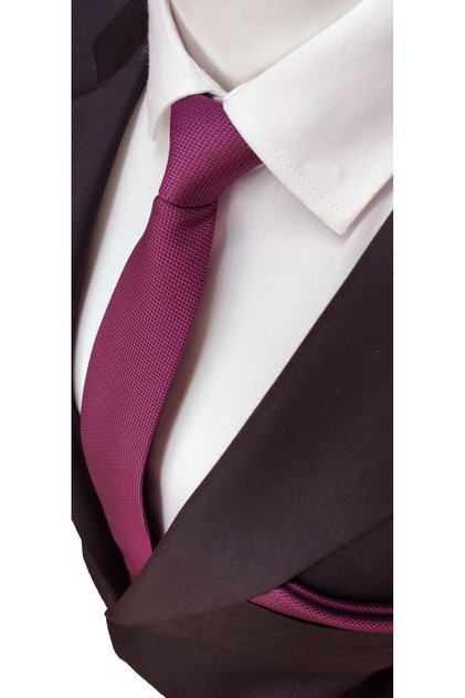 Şarabi Color Oxford Dobby Self Patterned Tie and Handkerchief