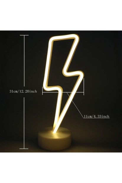 TechnoSmart Sarı Şimşek Model Neon Led Işıklı Masa Lambası Dekoratif Aydınlatma Gece Lambası - 8