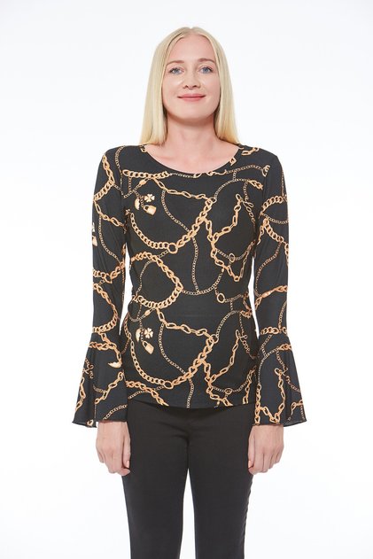 Women's Black Flounce Blouse