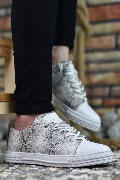 3D Printed White Men's Sneakers