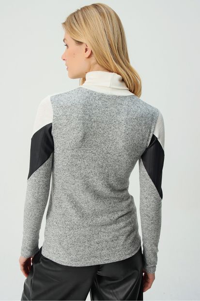 Trend Alaçatı Stili Kadın Siyah-Beyaz Yumoş Garnili Bluz ALC-016-173-YN - 3
