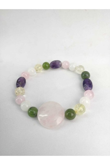 Certified Special Design Bracelet - Quartz - Citrine - Moon Stone - Jade - Amethyst