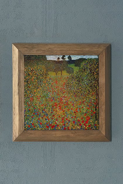 Masif Çerçeveli Doğaltaş Tablo Pano 28x28 Cm Gustav Klimt Tablosu