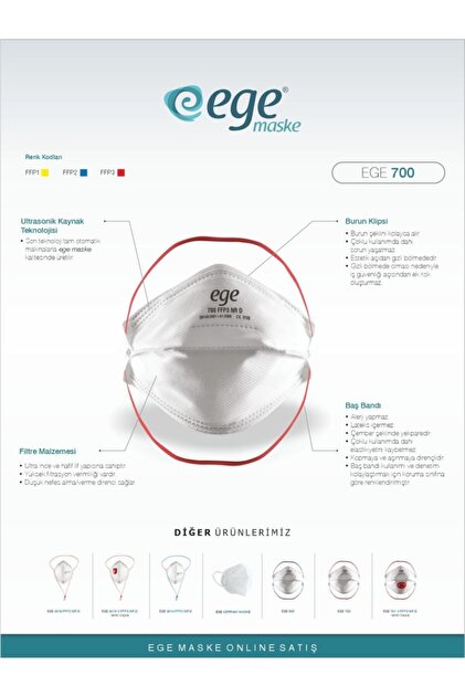 EGE MASKE Ege Ffp3 700 Nr N99 Ventilsiz Maske 10'lu Paket - Fiyatı