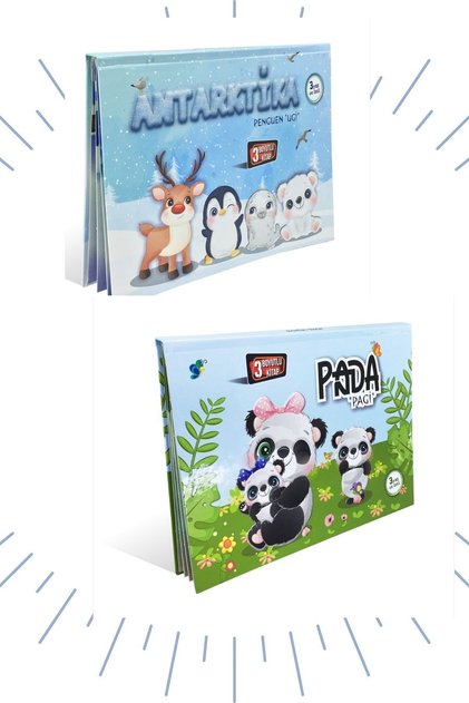 3 Boyutlu Kitap 2'li Set " Penguen Ugi Ve Panda Pagi " 3d Kitap