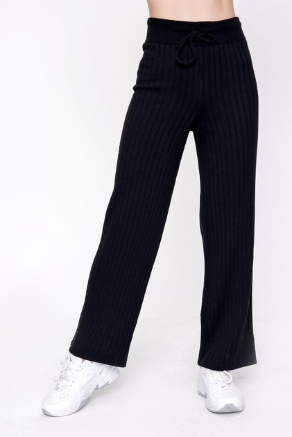 Women's Corded Knitwear Trousers Black 22wk261