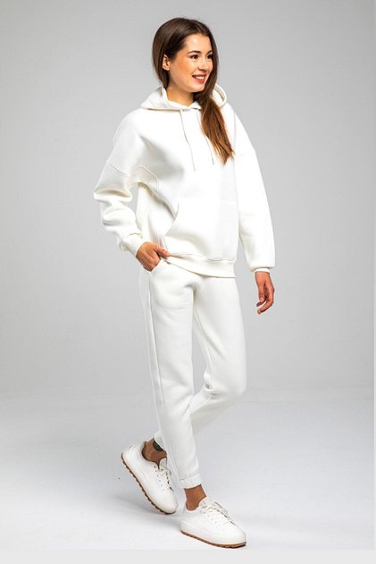 Women's Ecru Colored 3 Thread Fleece Tracksuit Set