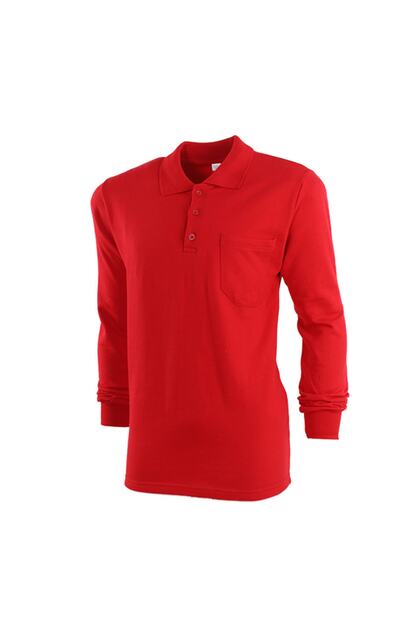Polo Yaka Kırmızı 20/10 İki İplik Kışlık İş Sweatshirt