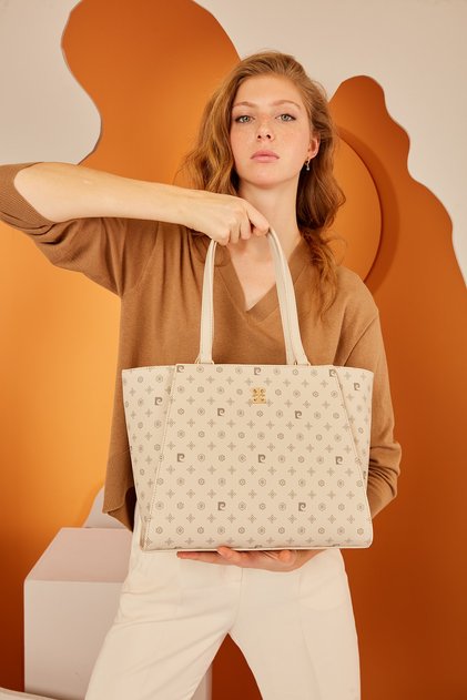 Beige Monogram Women's Shoulder Bag 05PO22Y1554