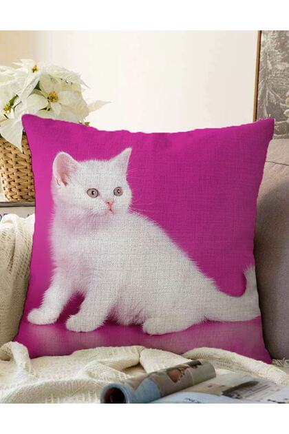 Cute Cat Patterned Digital Printed Modern Double Sided Raschel Knitted Pillow Throw Pillow Cover